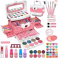 Kids Makeup Kit for Girl Toys, Washable Real Girl Makeup Kit Little Princess Girls Toys, Children Pretend Play Make up Set Kids Toys for 3-10 Year Old Girl Christmas Birthday Gift