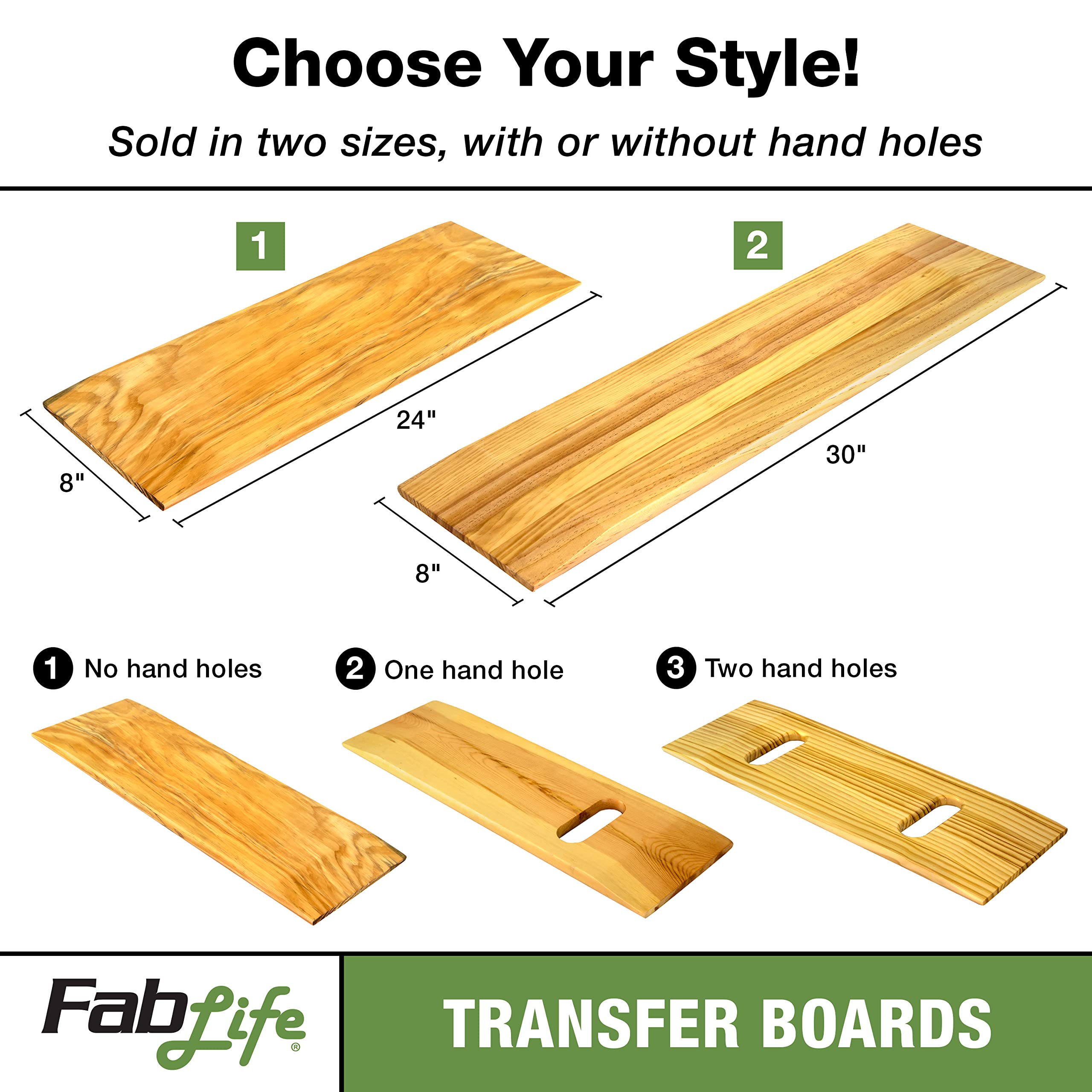 FabLife Deluxe Hardwood Transfer Board for Easy Patient Transfer, Slide Assist Device for Transportation, 2 Handgrips 8