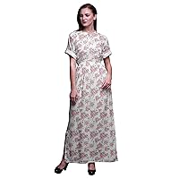 Bimba Rayon Ladies Printed Gown Kimono Sleeves Summer Beach Cocktail Party Long Maxi Side Slit Dress Long Maxi Gown