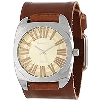 Women's BHST098Y Brown Collection Retro Roman Leather Band Watch