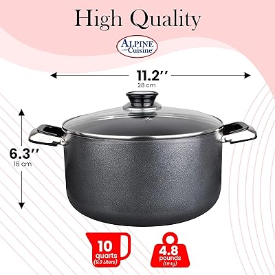 Alpine Cuisine 2 Quart Non-stick Stock Pot with Tempered Glass Lid and