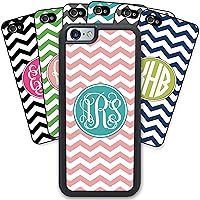 iPhone 6 Plus, iPhone 6S Plus, Phone Case Protective Compatible with Apple iPhone 6 Plus and 6S Plus (5.5 inch) - Chevrons You Design Monogram Personalized Black