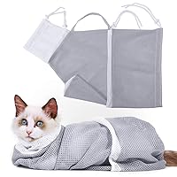 Cat Bathing Bag Anti-Bite and Anti-Scratch Cat Grooming Bag for Bathing, Nail Trimming, Medicine Taking,Injection,Adjustable Multifunctional Breathable Restraint Shower Bag(Gray)