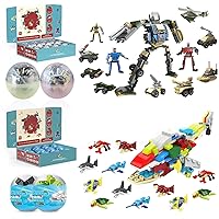 JMBricklayer Robot Easter Eggs & 12 Packs Easter Eggs Building Sets, 6 in 1 Cute Animals Ocean Theme Easter Gifts Toys for Boys Girls, Easter Party Favors Decor