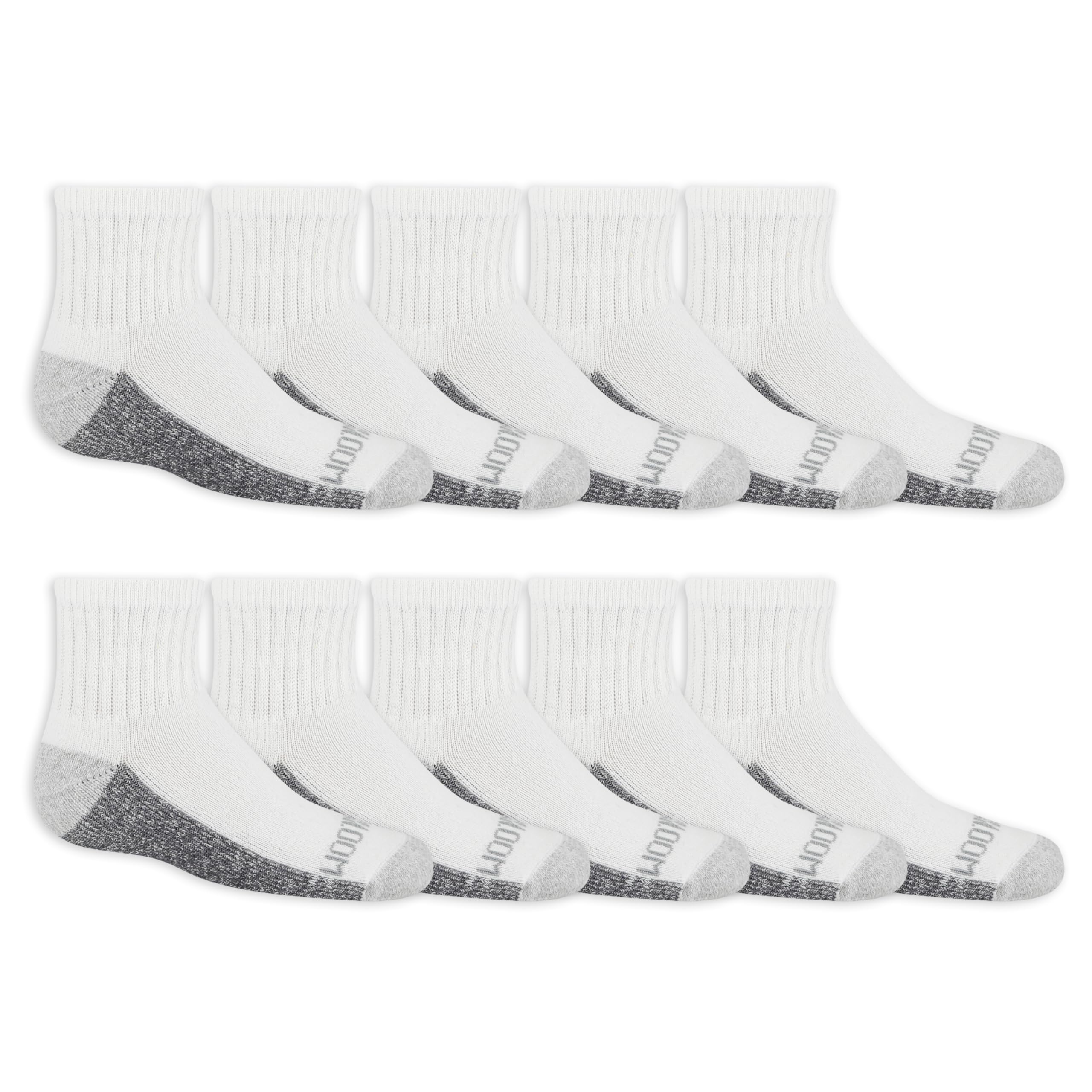 Fruit of the Loom Boys' 10 Pair Pack Dual Defense Cushioned Comfort Socks