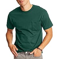 Hanes Men's Heavyweight Pocket T-Shirt, Beefy-T Full-Cut Cotton Pocket Tee for Men, Crewneck T-Shirt For Men, 1 or 2 Pack