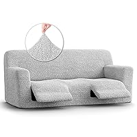 PAULATO BY GA.I.CO. Recliner Sofa Cover - Reclining Couch Slipcover - Soft Polyester Fabric Slipcover - 1-Piece Form Fit Stretch Furniture Protector - Microfibra Collection - Light Grey (Couch Cover)