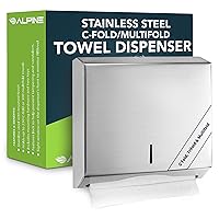 Alpine Commercial Paper Towel Dispenser Wall Mount for Multifold, Trifold & c Fold Paper Towel Holder - Stainless Steel Hand Towel Dispenser for Bathroom & Kitchen