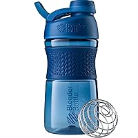BlenderBottle SportMixer Shaker Bottle Perfect for Protein Shakes and Pre Workout, 20-Ounce, Navy