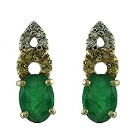 Chrome Diopside OVAL Shape Gemstone Jewelry 10K, 14K, 18K Yellow Gold Stud Earrings For Women/Girls