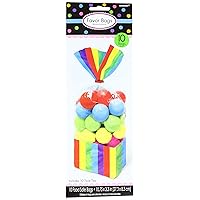 Amscan Cello Plastic Party Treat Bags, Pack of 10, Rainbow Striped