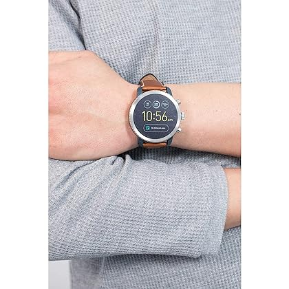 Fossil Q Men's Gen 3 Explorist Stainless Steel and Leather Smartwatch, Color: Blue, Brown (Model: FTW4004)