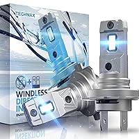 TECHMAX H7 LED Bulb, 16000LM 6500K Xenon White Extremely Bright No Adapter Required 1:1 Mini Size Fanless H7 Fog Halogen Replacement - Pack of 2