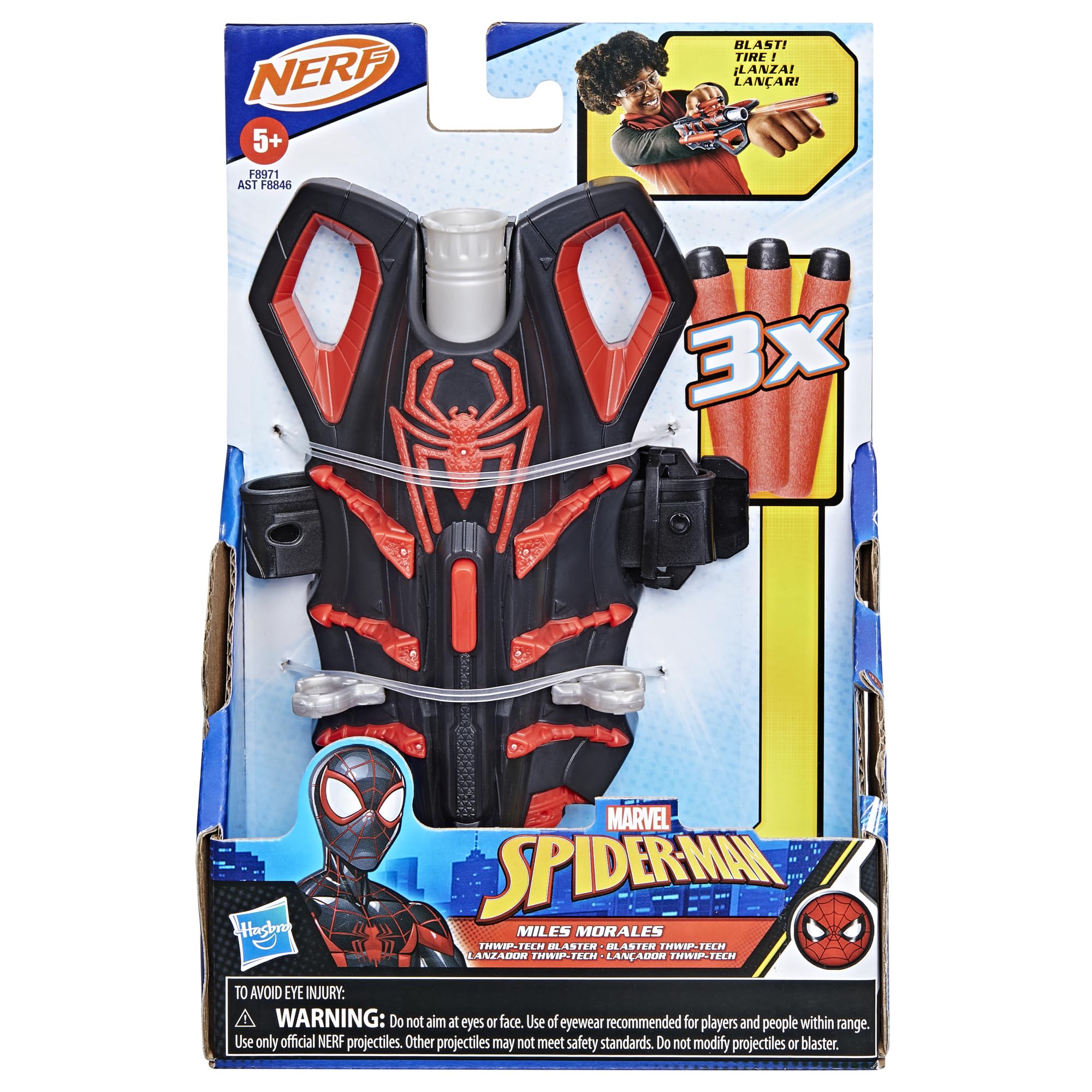 Marvel NERF Spider-Man Miles Morales Thwip-Tech Blaster, Includes 3 Darts, Web Shooter, Role Play Toy for Kids 5 and Up