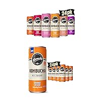 Kombucha Tea Organic Drink- 6 Flavor Variety Pack (8.5 Fl Oz Can, 24-Pack) and Orange Splash (8.5 Fl Oz Can, 24-Pack)
