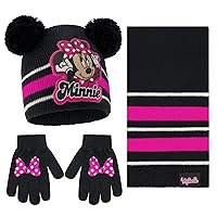 Disney Girls Toddler Winter Hat, Scarf & Mittens Set 2-4 Or Minnie Mouse Hat, Scarves & Kids Gloves Sets 4-7