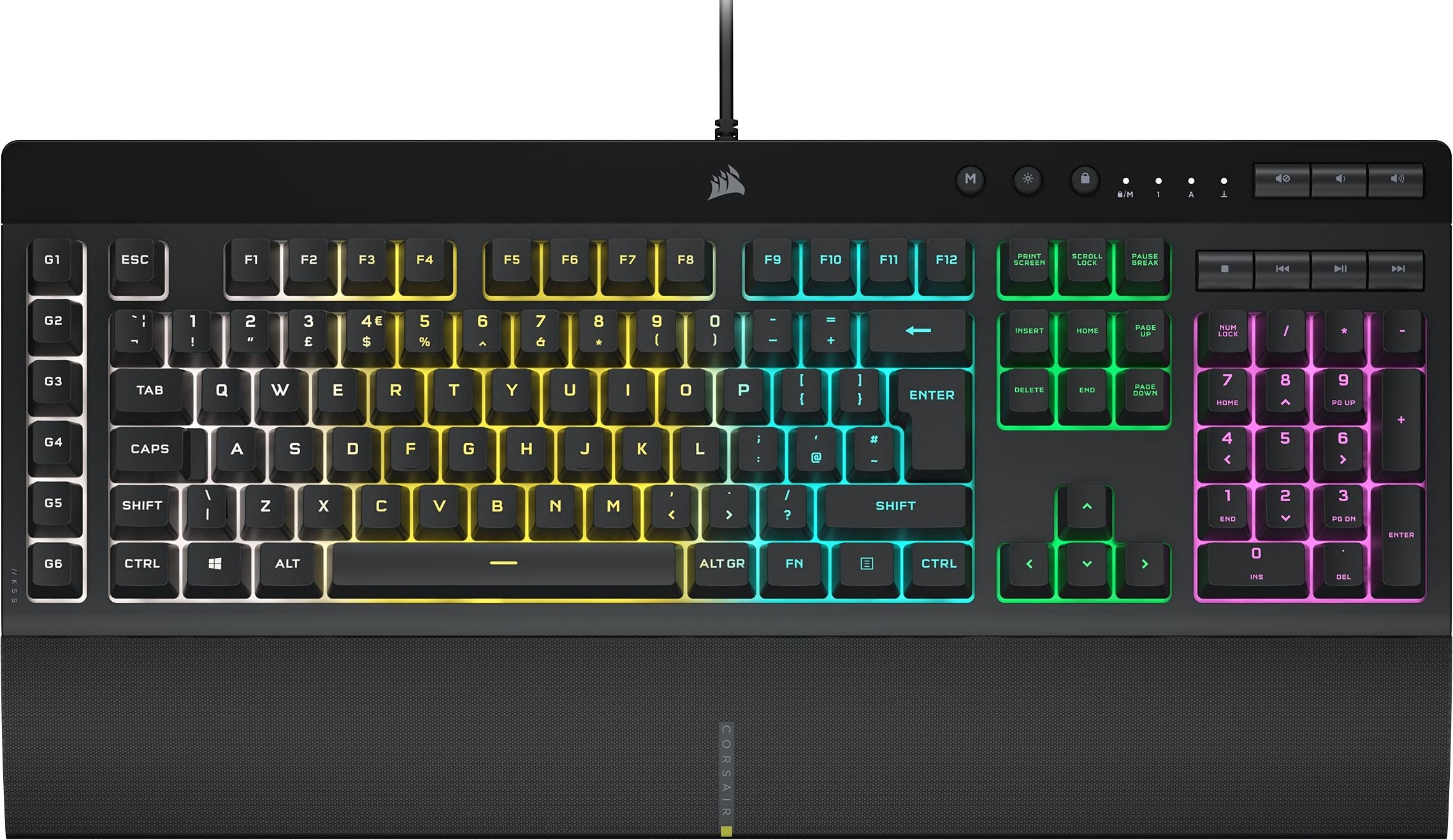 CORSAIR K55 RGB PRO Membrane Wired Gaming Keyboard – IP42 Dust and Spill-Resistant – 6 Macro Keys with Elgato Integration – iCUE Compatible – QWERTY UK – PC, Mac, Xbox – Black