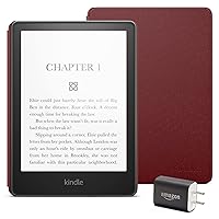 Kindle Paperwhite Essentials Bundle including Kindle Paperwhite (16 GB) - Agave Green - Without Lockscreen Ads, Leather Cover - Merlot, and Power Adapter