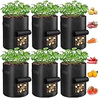 REMIAWY Potato Grow Bags, 10 Gallon 6 Pack Potato Bags for Growing Potatoes with Flap Harvest Window and Handle, Potato Planter Thickened Nonwoven Fabric Pots for Tomatoes Carrots Vegetables Fruits