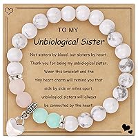 Unbiological Sister Gifts, Friendship Charm Bracelet for Women Best Friend, Birthday Christmas Valentines Day Graduation Gifts for Her