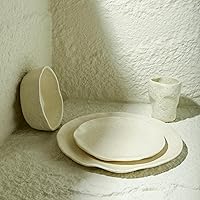 ATIK Stoneware Dinnerware Set, Service for 4-16 Pieces, Cream Speckled