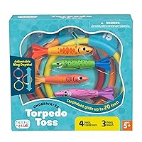 Chuckle & Roar - Underwater Torpedo Toss - Outdoor Water Play - Includes Throwing Torpedoes and Target Rings - Pool Time Fun - Ages 5 and Up