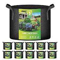 iPower 5 Gallon 10 Pack Grow Bags Nonwoven Fabric Pots Aeration Container with Strap Handles for Garden and Planting, 10-Pack Black