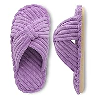 JIASUQI Womens Furry Slippers Criss Cross House Slippers Open Toe Slippers for Women