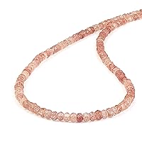 45CM Strawberry Quartz Faceted Rondelle Beads Necklace, 4MM Pink Strawberry Quartz Beaded Necklace Jewelry, Gemstone Jewelry, Gift For Her