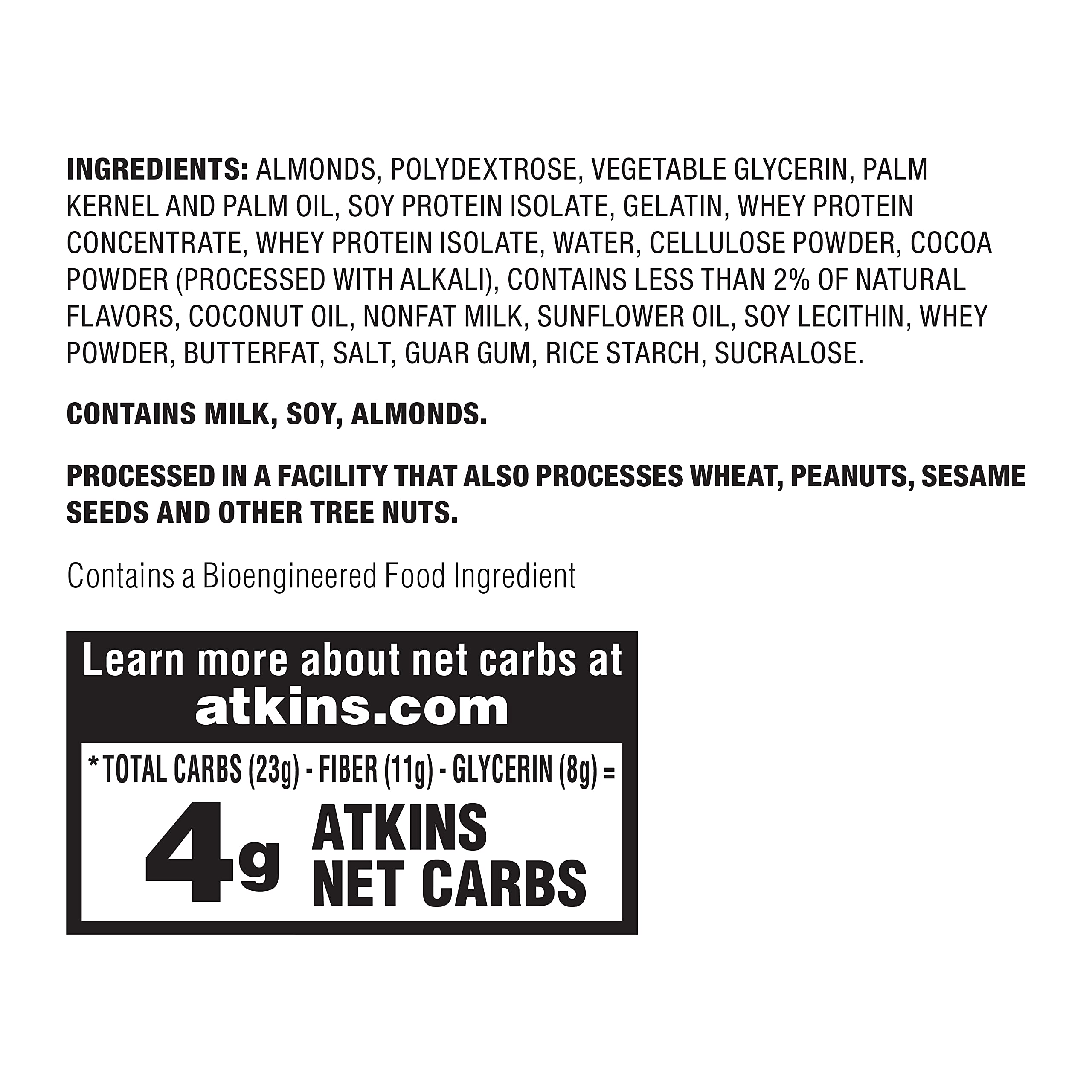 Atkins Chocolate Almond Butter Protein Meal Bar, Keto Friendly, 5 Count