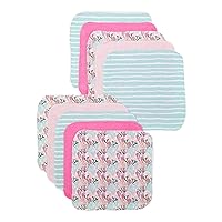 Spasilk Washcloth Wipes Set for Newborn Boys and Girls, Soft Terry Washcloth Set, Pack of 10, Pink Coral