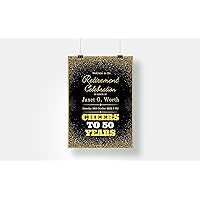 Welcome Sign for Retirement Party, Gold Glitter, Personalized Name Welcome Poster, Retiree Gift Ideas Posters Size 24x36