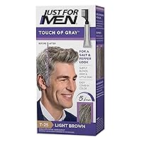 Touch of Gray, Mens Hair Color Kit with Comb Applicator for Easy Application, Great for a Salt and Pepper Look - Light Brown, T-25, Pack of 1