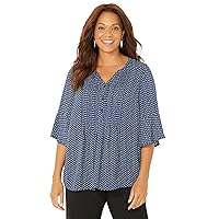 Catherines Women's Plus Size Georgette Pintuck Blouse