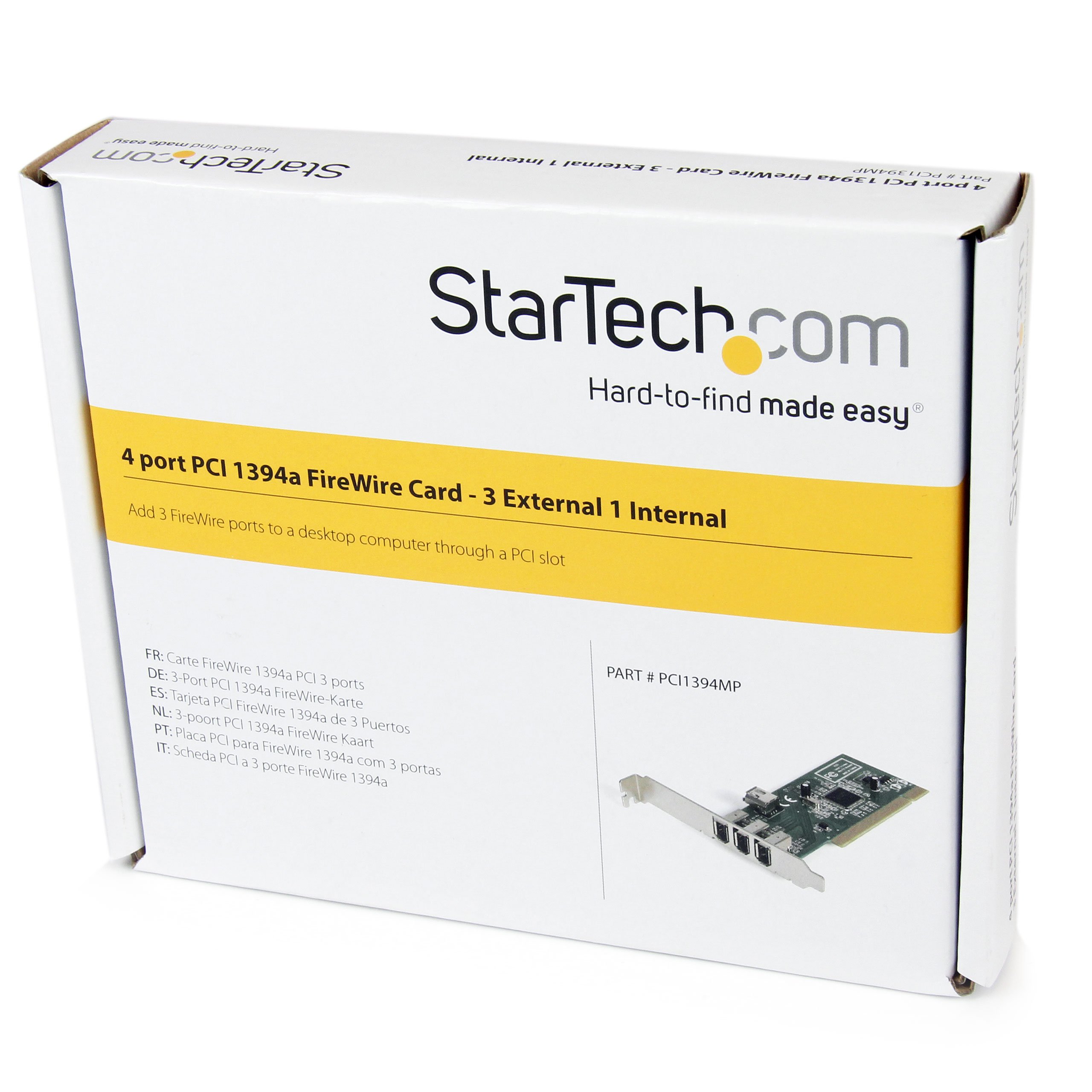 StarTech.com 4 port PCI 1394a FireWire Adapter Card - 3 External 1 Internal FireWire PCI Card (PCI1394MP)