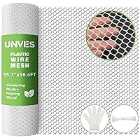 Unves Plastic Chicken Wire Fencing Mesh 15.7IN x 16.4FT Roll, Hexagonal Chicken Wire Fence for Gardening, Poultry Netting, Floral Netting, Construction Barrier Netting