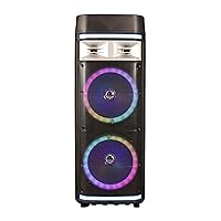 IQ Sound IQ-6612DJBT 2 x12-inch Portable DJ Speaker, TWD, 600 Watts, LED Light Show, USB/Micro SD & AUX Inputs, FM Radio, Mic Input, Rechargeable Battery, with Handles, Wheels, and Remote Control