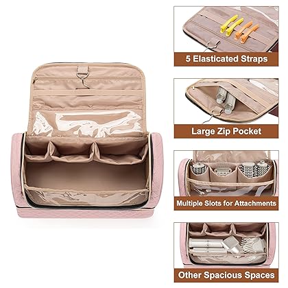 Yarwo Airwrap Storage Bag Compatible for Shark FlexStyle Styling (HD 430/440), Double Layers Portable Travel Case for Shark Flexstyle/Dyson Airwrap and Hair Styler Attachments, Dusty Rose (Bag Only)