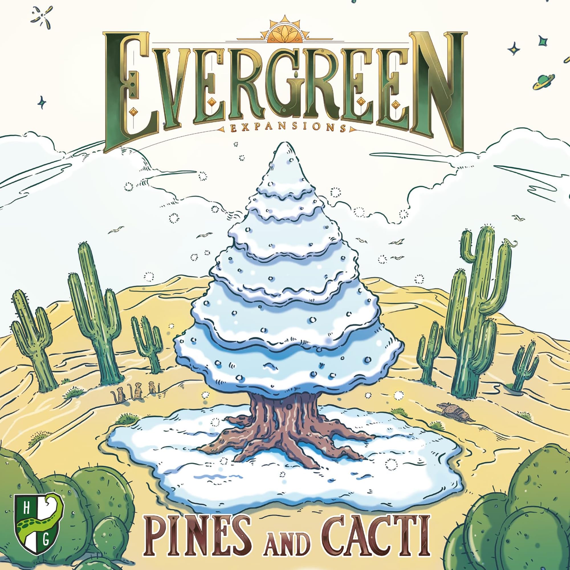 Horrible Guild: Evergreen: Pines and Cacti Expansion - Set of 2 Modular Expansions, Tree Growing Abstract Strategy Board Game, Ages 8+, Players