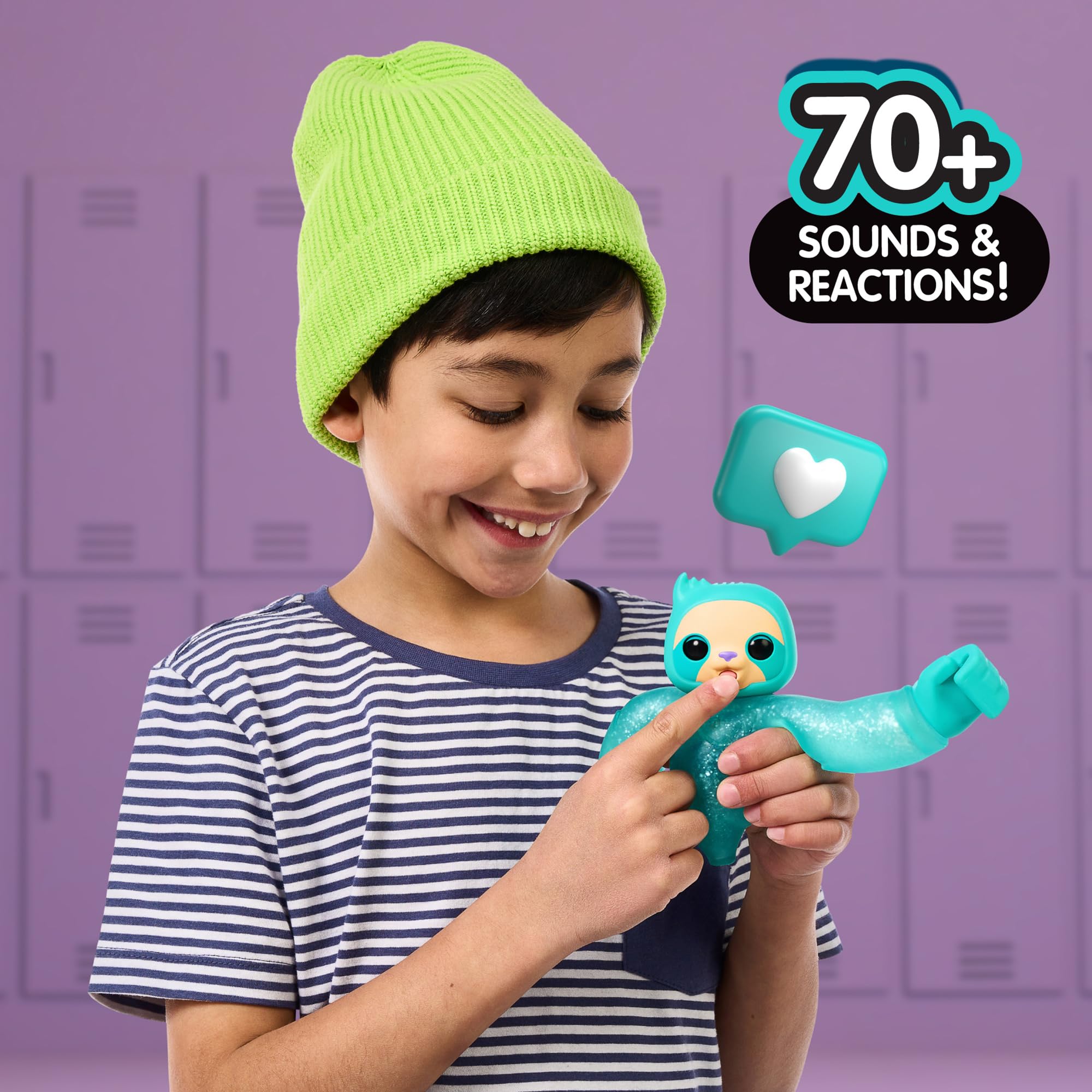Little Live Pets Hug n' Hang Zoogooz - Sensoo Sloth. an Interactive Electronic Squishy Stretchy Toy Pet with 70+ Sounds & Reactions. Stretch, Squish and Link Their Hands