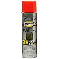 Rust-Oleum 266590 Professional 2X Distance Inverted Marking Spray Paint, 15 oz, Fluorescent Red-Orange