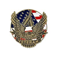 PinMart's Proudly Served American Flag Eagle U.S. Veteran Magnetic Lapel Pin