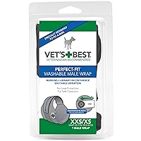 Vet's Best Washable Male Dog Diapers | Absorbent Male Wraps with Leak Protection | Excitable Urination, Incontinence, or Male Marking | XXS/XS | 1 Reusable Dog Diaper Per Pack