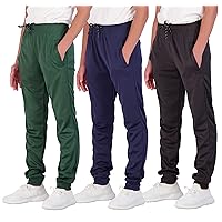 Real Essentials 3 Pack: Boy's Mesh Active Athletic Casual Jogger Sweatpants with Pockets