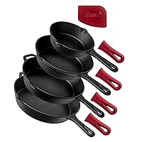 Cuisinel Cast Iron Skillets Set - 4-Piece Chef Pans Kit - 6