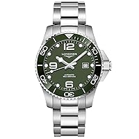 Longines HydroConquest Men's Watch Green 43 mm Automatic Steel L3.782.4.06.6, Green, Bracelet