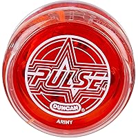 Duncan Toys Pulse LED Light-Up Yo-Yo, Intermediate Level Yo-Yo with Ball Bearing Axle and LED Lights, Clear/Red, Small