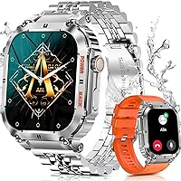 Military Smart Watch for Men with Bluetooth Calling, 100+ Sports Modes Activity Tracker Watch for iPhone Samsung Android, 1.96