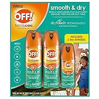 OFF! Familycare Smooth & Dry Insect Repellent Aerosol, Powder Dry Formula, Bug Spray with Long Lasting Protection from Mosquitoes (2) 6 Ounce & (1) 2.5 Ounce