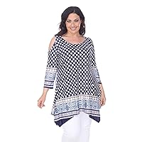 white mark Women's Plus Size Cold Shoulder Tunic Top with Pockets
